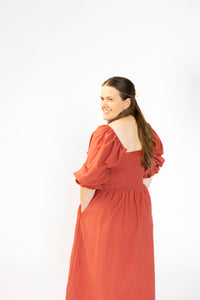 PREORDER Tiffany Dress - Rust & Olive