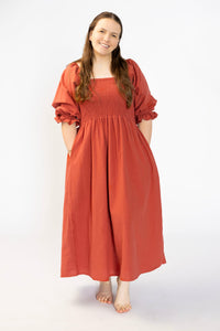 PREORDER Tiffany Dress - Rust & Olive