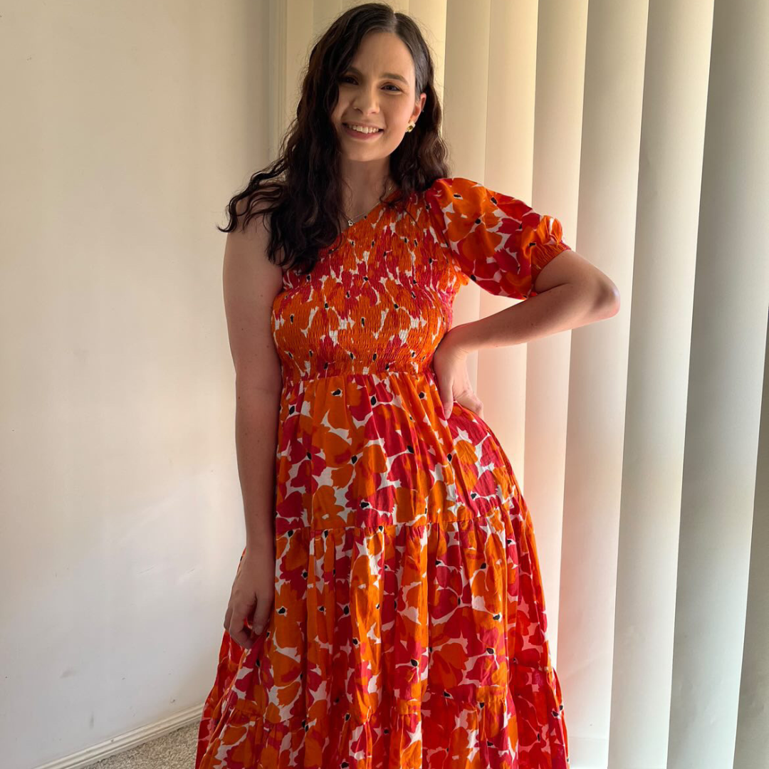 Poppy Dress II Orange Floral