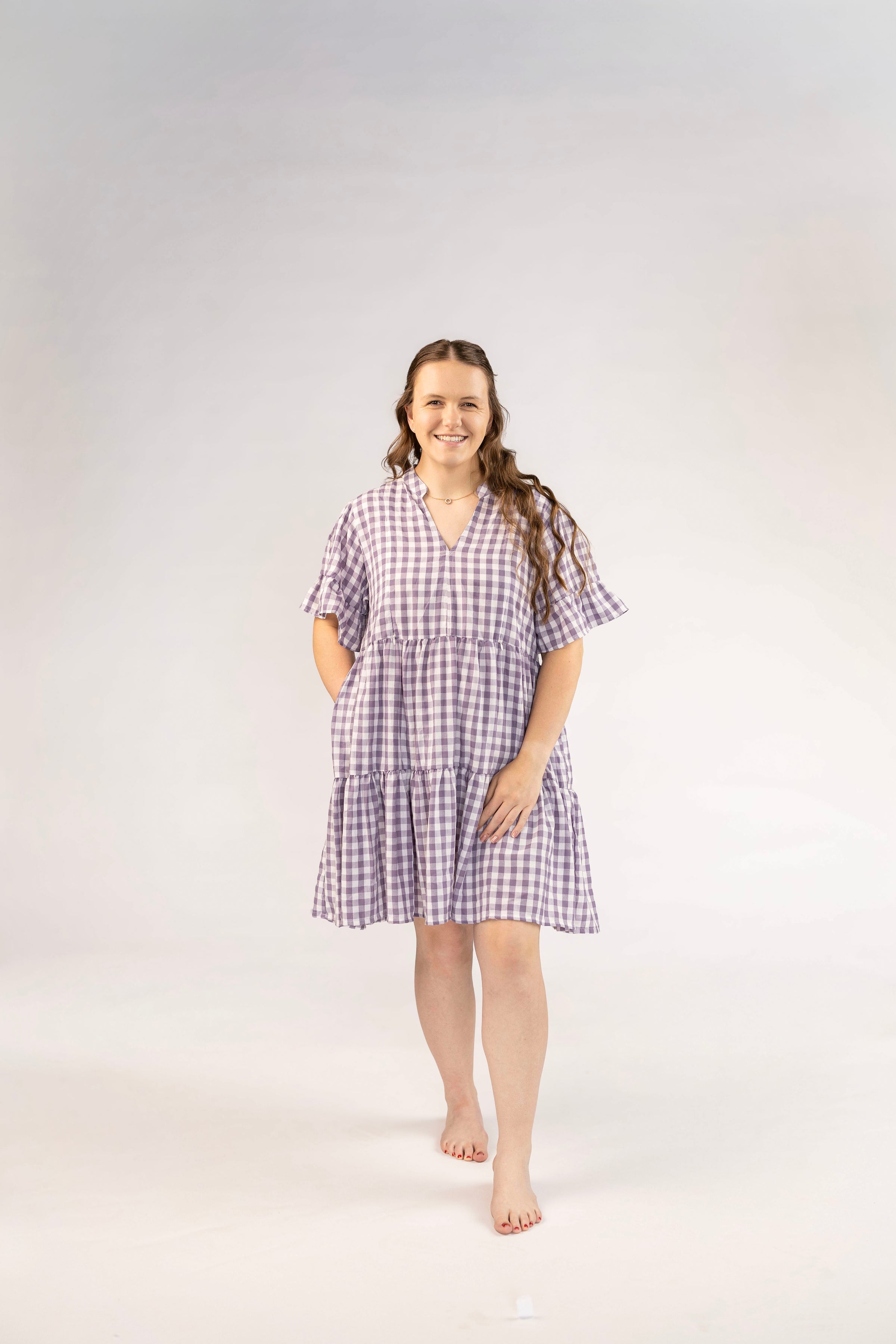 The Abby Dress - Grape Gingham