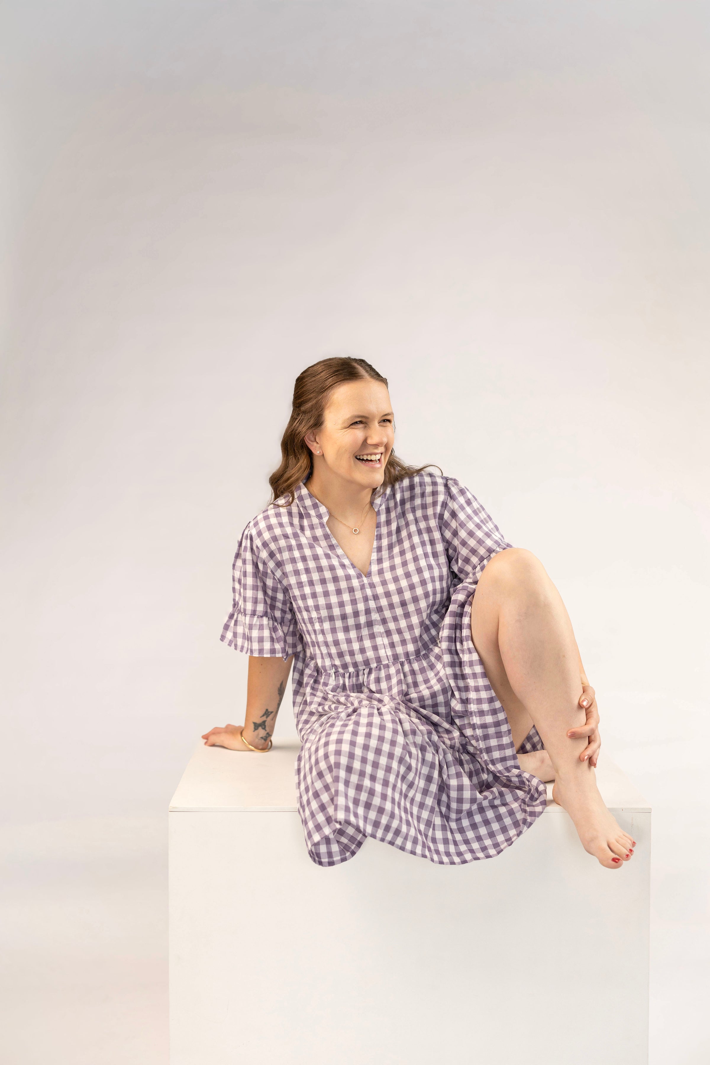 The Abby Dress - Grape Gingham