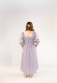Tiffany Dress - Grape Gingham