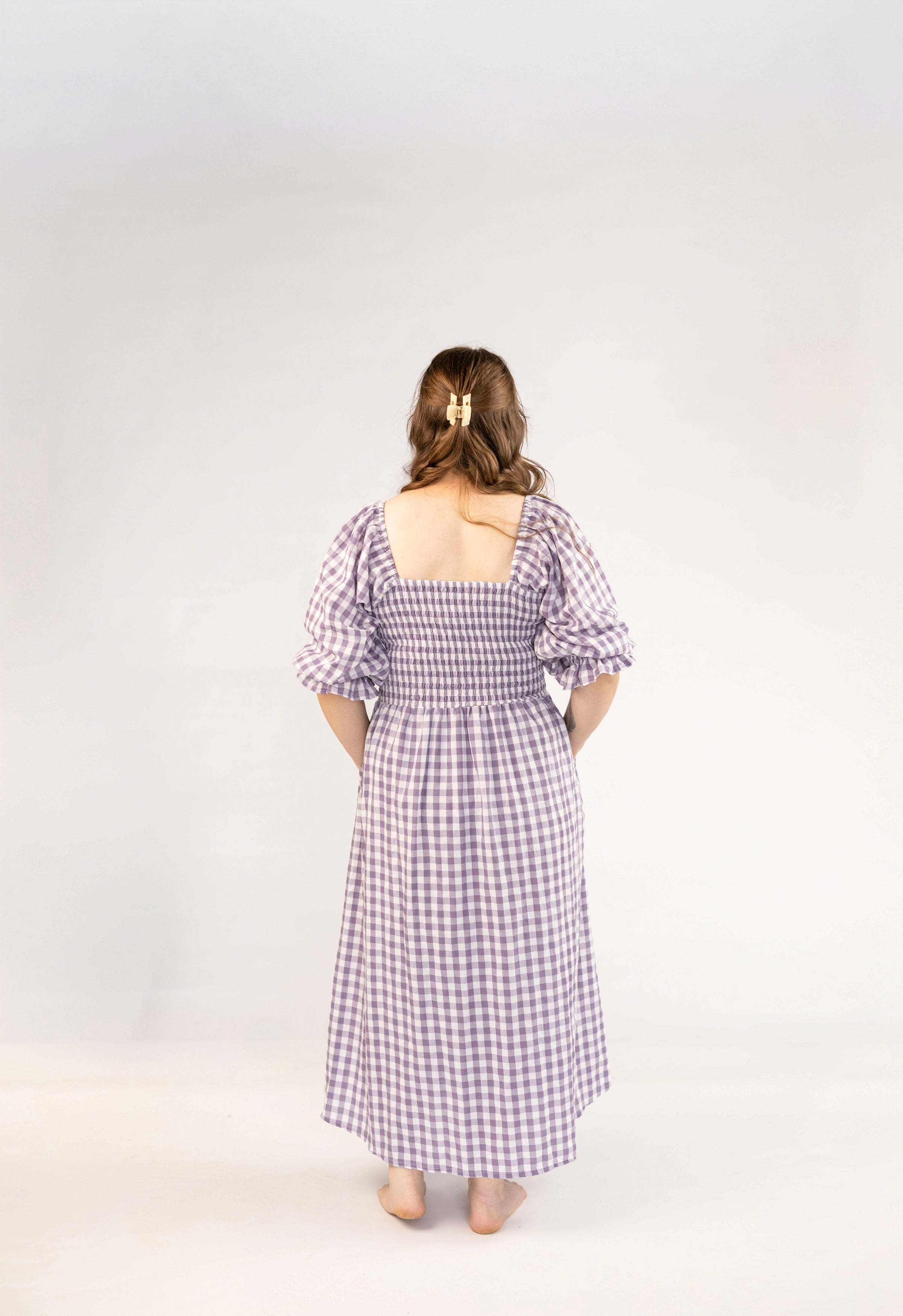 Tiffany Dress - Grape Gingham