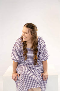 Tiffany Dress - Grape Gingham