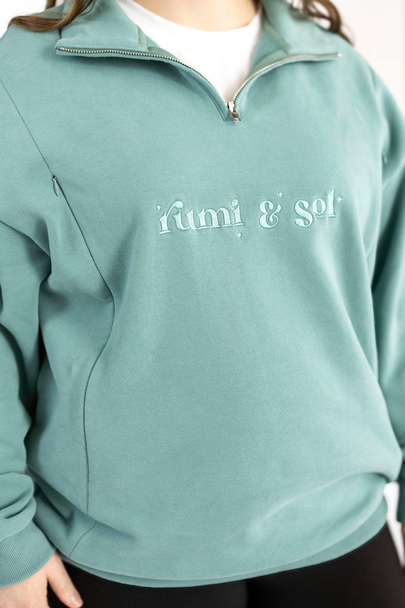 Teal 1/4 Zip Breastfeeding Jumper