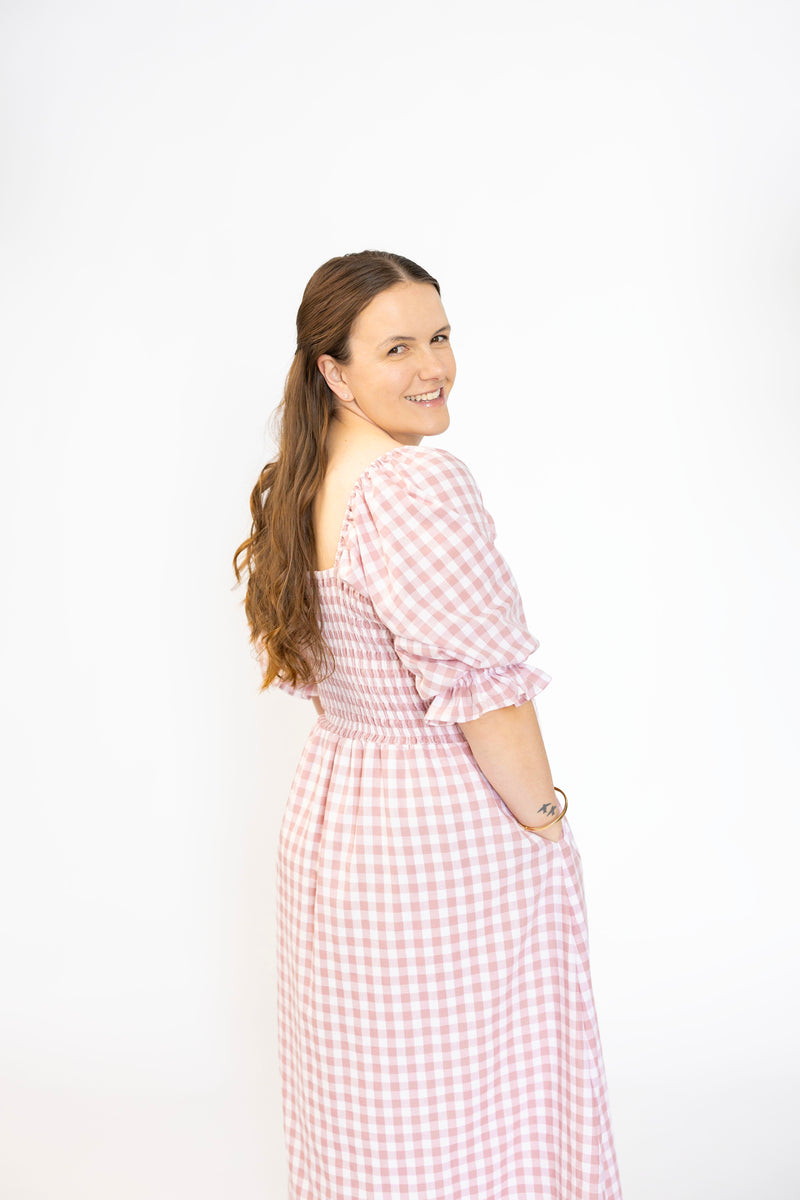 Tiffany Dress - Blush Gingham